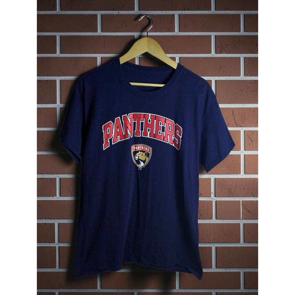 Florida Panthers NHL Graphic T Shirt Men's L Navy Hockey Logo Tee
